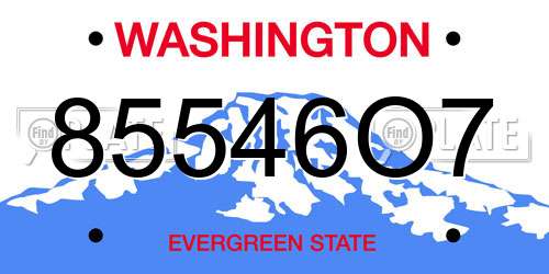 85546O7 Washington License Plate