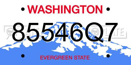 85546Q7 Washington License Plate