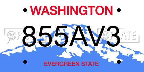 855AV3 Washington License Plate