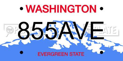 855AVE Washington License Plate