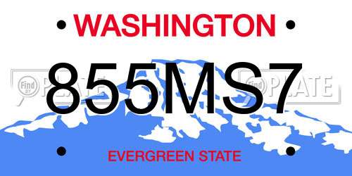 855MS7 Washington License Plate