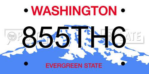 855TH6 Washington License Plate