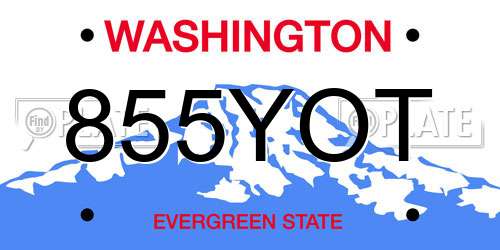855YOT Washington License Plate