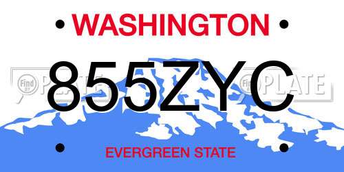 855ZYC Washington License Plate
