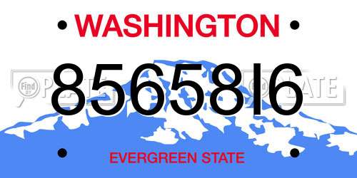 85658I6 Washington License Plate