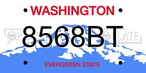 8568BT Washington License Plate