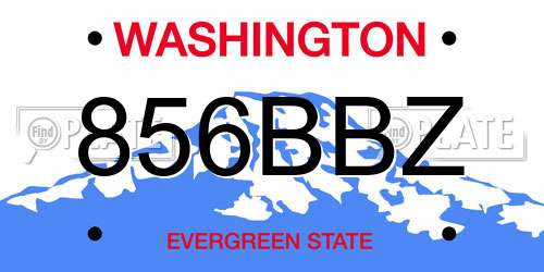 856BBZ Washington License Plate