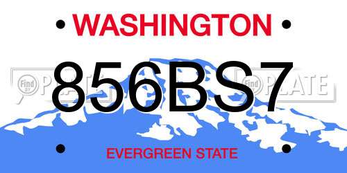 856BS7 Washington License Plate