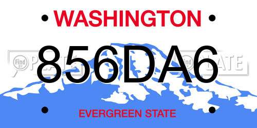 856DA6 Washington License Plate