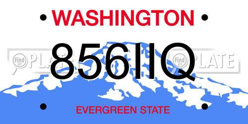 856IIQ Washington License Plate