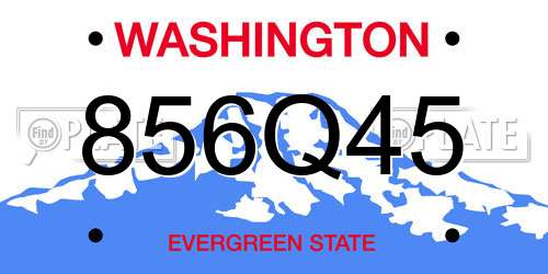 856Q45 Washington License Plate