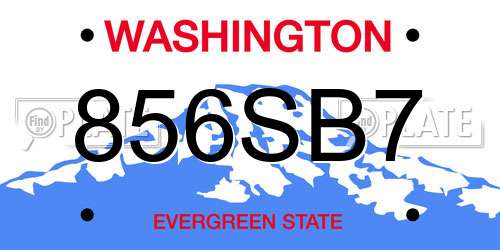 856SB7 Washington License Plate