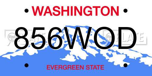 856WOD Washington License Plate