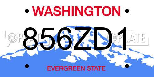 856ZD1 Washington License Plate