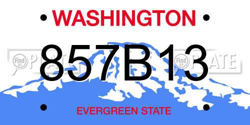 857B13 Washington License Plate