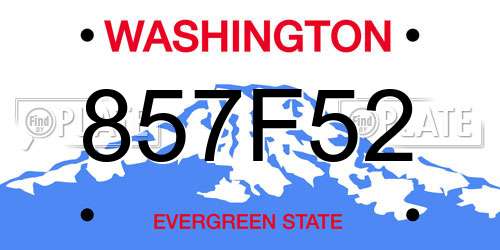 857F52 Washington License Plate