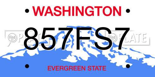 857FS7 Washington License Plate