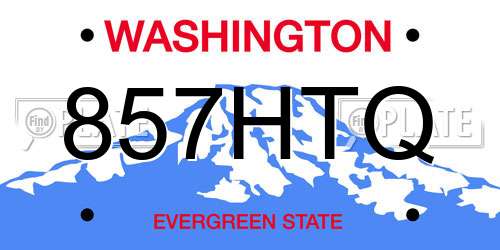 857HTQ Washington License Plate