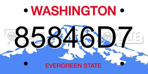85846D7 Washington License Plate