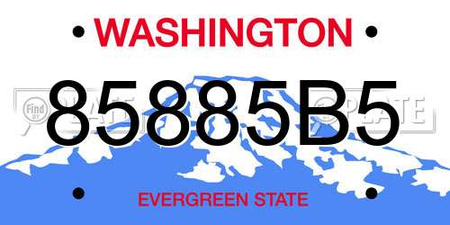 85885B5 Washington License Plate