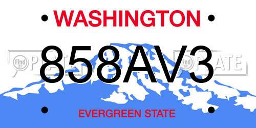 858AV3 Washington License Plate