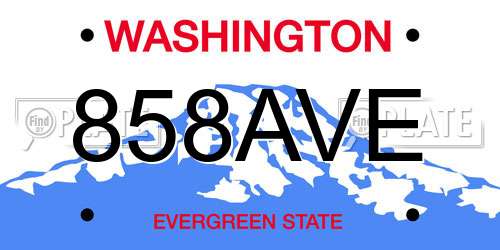 858AVE Washington License Plate