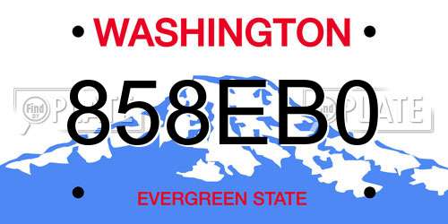 858EB0 Washington License Plate