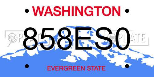 858ES0 Washington License Plate