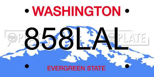 858LAL Washington License Plate