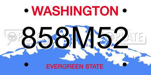 858M52 Washington License Plate