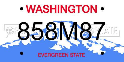 858M87 Washington License Plate