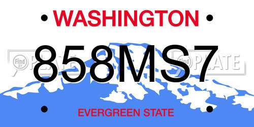 858MS7 Washington License Plate