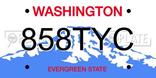 858TYC Washington License Plate