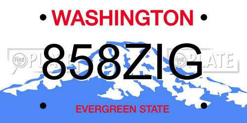 858ZIG Washington License Plate