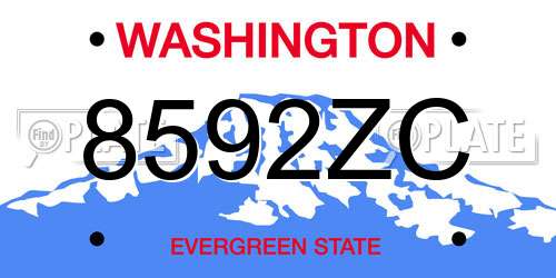 8592ZC Washington License Plate