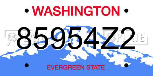 85954Z2 Washington License Plate