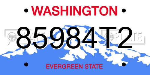 85984T2 Washington License Plate