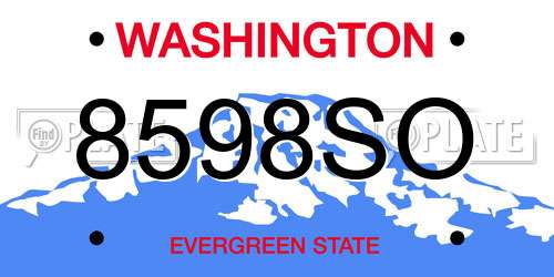 8598SO Washington License Plate