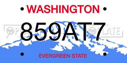 859AT7 Washington License Plate