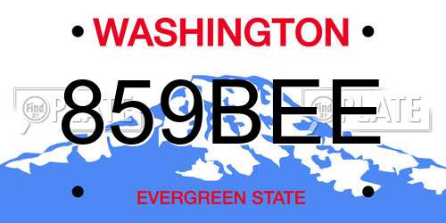 859BEE Washington License Plate
