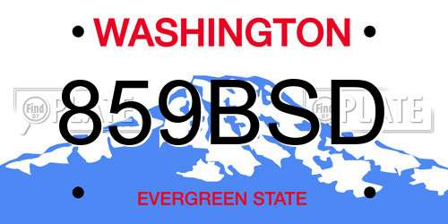 859BSD Washington License Plate