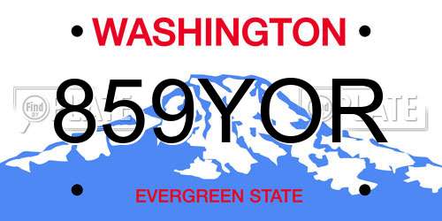 859YOR Washington License Plate