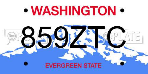 859ZTC Washington License Plate