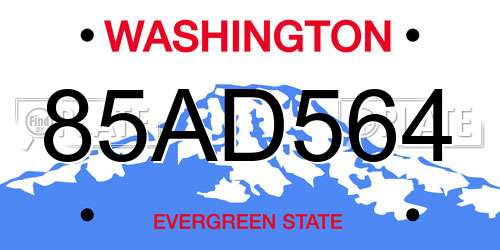85AD564 Washington License Plate