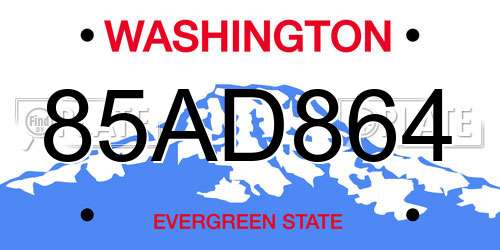 85AD864 Washington License Plate