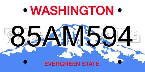 85AM594 Washington License Plate