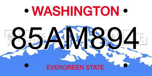 85AM894 Washington License Plate