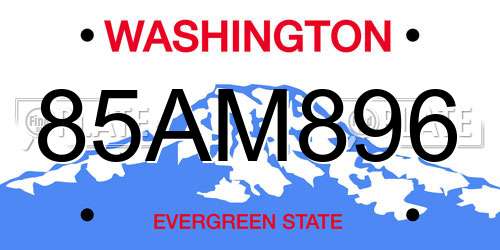 85AM896 Washington License Plate
