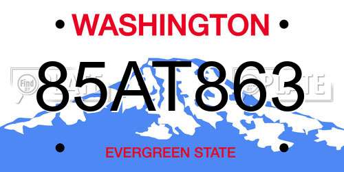 85AT863 Washington License Plate