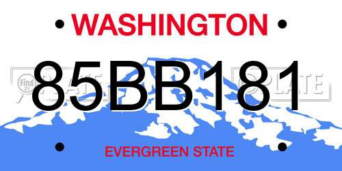85BB181 Washington License Plate